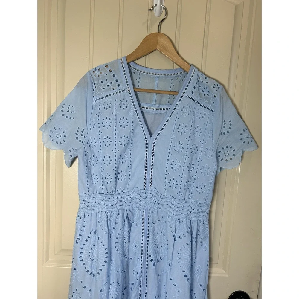 CHICWISH SunnyDay Cutwork EMBROIDERY Dress Sz M Blue Wedding Cocktail Summer NWT - Picture 10 of 11